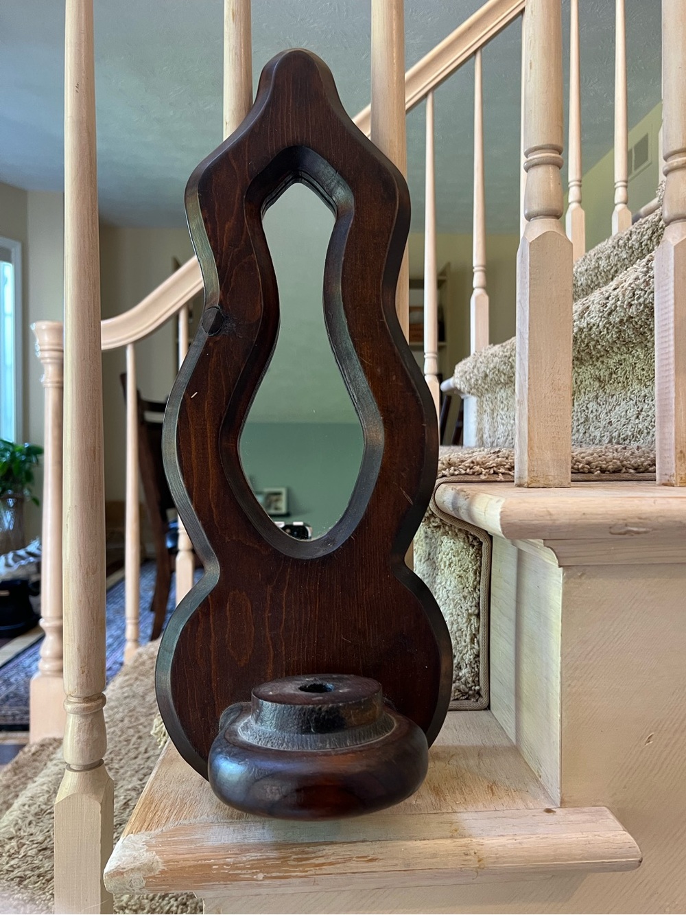 Vintage wooden mirrored wall sconce
